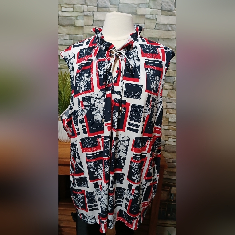 Womens 3X The Limited Floral Tropical Sleeveless Blouse - Picture 2 of 6